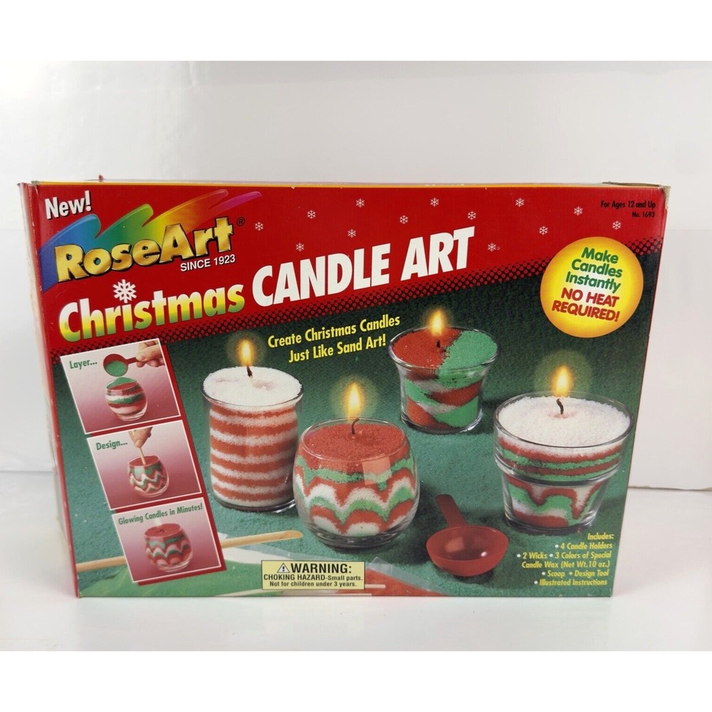 Vtg 1996 RoseArt Christmas Candle Making Art Kit NOS Made in USA Open Box UNUSED